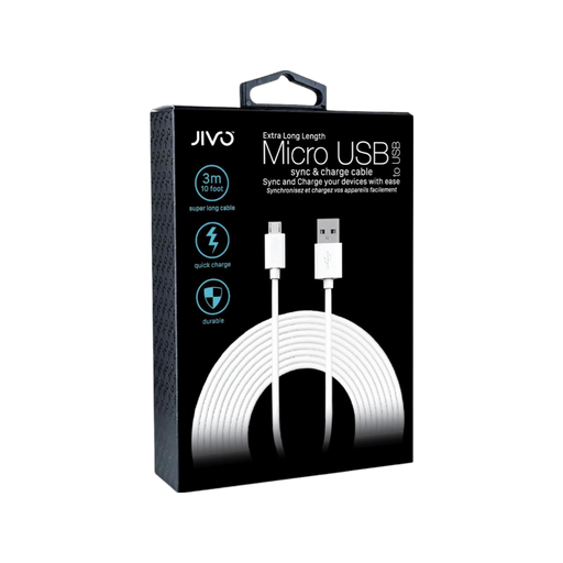 Jivo 3M Micro USB Charge Cable Wht - Technology Cafe