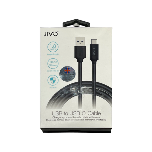 Jivo USB Type C to USB A 1.8 M-Blk - Technology Cafe